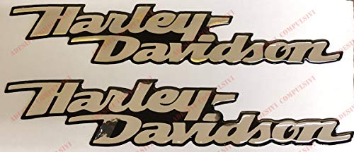 Emblema logo calcomanía Harley Davidson Dyna Street Bob Par de adhesivos resinados efecto 3D para depósito o casco Base cromo (plata espejo)