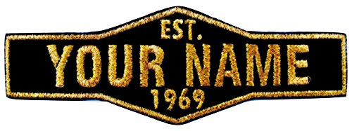 Emporium Embroidery Parche bordado con nombre del año establecido para coser en la etiqueta de la insignia del sombrero de los pantalones vaqueros del club