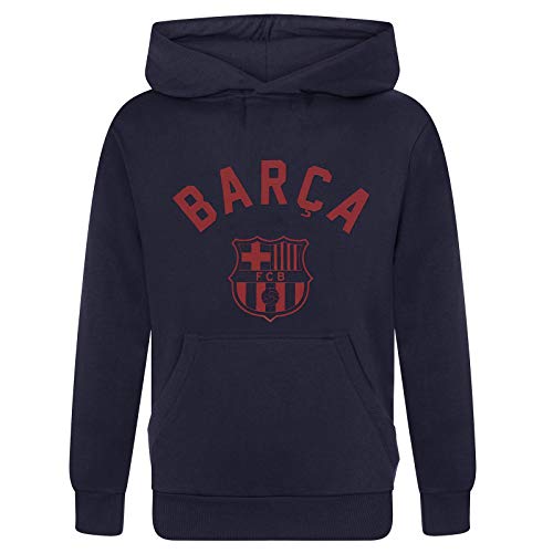 FC Barcelona - Sudadera oficial con capucha - Para niño - Con el escudo del club - Forro polar - 12-13 años