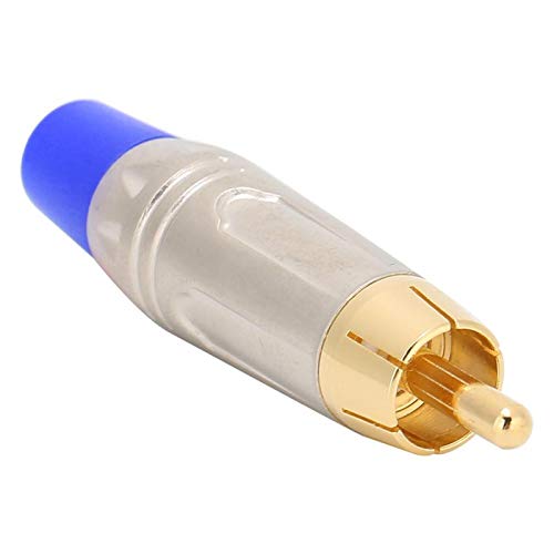 FOLOSAFENAR Enchufe de Soldadura fácil de Instalar Conector de Audio Duradero Chapado en Oro sin desvanecimiento, para Cables de Audio, para Bricolaje Manual(Blue)