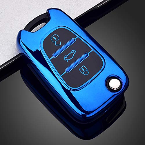 Heart Horse Carcasa de TPU suave para llave de coche, compatible con Hyundai i20 i30 i35 iX20 iX35 Sportage Verna Avante, color azul