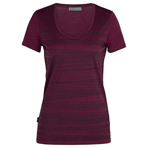 icebreaker Tech Lite SS Scoop Graphic Collection - Camiseta para mujer (talla L, 1000 líneas), color madera