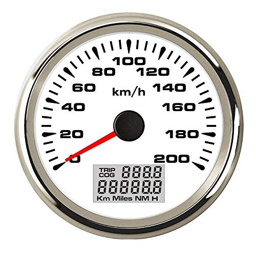Indicador de combustible 85 mm Velocidad GPS Calibre 120 kmh 200 kmh marina del barco Velocímetro de coches Fit digital for A-u-d-i A3 B-M-W E90 CGFEUR ( Color : White Silver 200kmh , Size : Gratis )