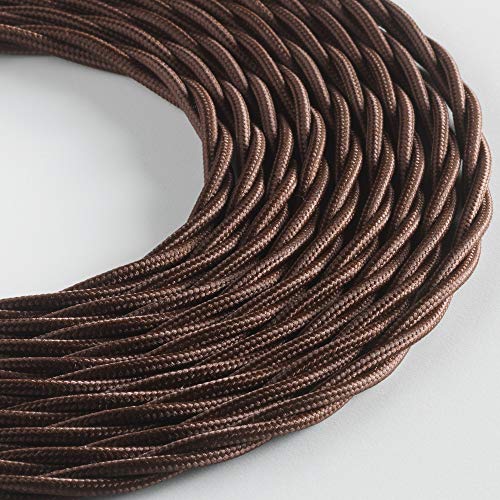 Klartext – Cable textil trenzado Belle Époque para instalación eléctrica vintage, 3 x 1,5 mm, marrón, 5 m