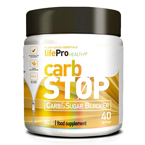 Life Pro Carb Stop bloqueador de carbohidratos y grasas a base de aislado de proteína de arroz y judía blanca – Inhibidor de hidratos de carbono y azúcar para contribuir en la pérdida de peso – 80 gr