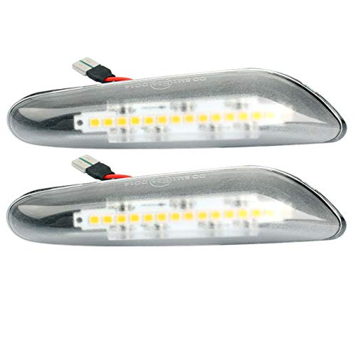 LUKUCEA Luz de día Intermitente Lateral 16 LED indicador 2 Intermitentes LED Naranja Ahumado Compatible con BM-W E46 E36 E90 E60 E81, E82, E87, E88, E93, E84, E83, E53,White Shell