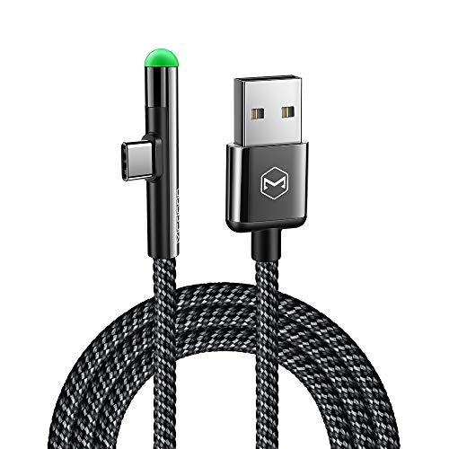 Mcdodo Cable USB de nylon trenzado tipo C y adaptador con sincronización de datos para Samsung, Huawei y LG Xiaomi (LED en forma de L de ángulo recto de 90 grados)  1.5m cilíndrica