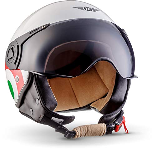 MOTO Helmets H44 - Helmet Casco de Moto , Blanco/Italia, S (55-56cm)