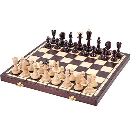 NIBABA International Chess Tablero de Madera sólida Grande portátil Plegable para niños de ajedrez de ajedrez de ajedrez Hecho a Mano de ajedrez Plegable de Madera magnética Chess Game Set