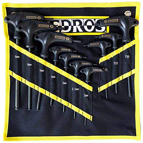 Pedro's Pro T/L Handle Set – 10 Unidades, Unisex Adulto, Negro, 2, 2,5, 3, 4, 5, 6, et 8 mm hexagonaux et T10, T25, et T30 Torx