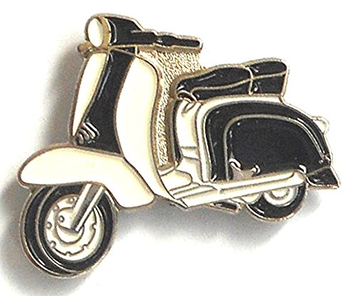 Pin de metal esmaltado, insignia broche Scooter Lambretta blanco y negro
