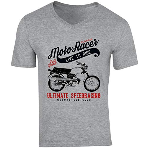 Teesandengines Honda cl 70 Classic Moto Racer Ultimate Speed Racing Camiseta Gris para Hombre de Algodon T-Shirt Size Medium