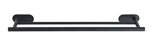WENKO Turbo-Loc® Toallero de barra de acero inoxidable Duo Orea negro mate - Toallero de barra, toallero, fijar sin taladrar, Acero inoxidable, 59.5 x 4.5 x 12 cm, Negro