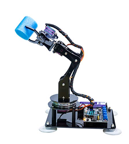 Adeept 5-DOF Kit de brazo robótico compatible con Arduino IDE | Kit de robot de bricolaje | Kit de brazo de robot STEAM con pantalla OLED | Código de procesamiento y tutorial PDF