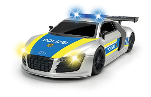 Dickie Toys RC Police Patrol, vehículo teledirigido con Ajuste de precisión de dirección, Efectos de iluminación, Sonido de Sirena Durante la conducción (versión Alemana), hasta 8 km/h, 28 cm