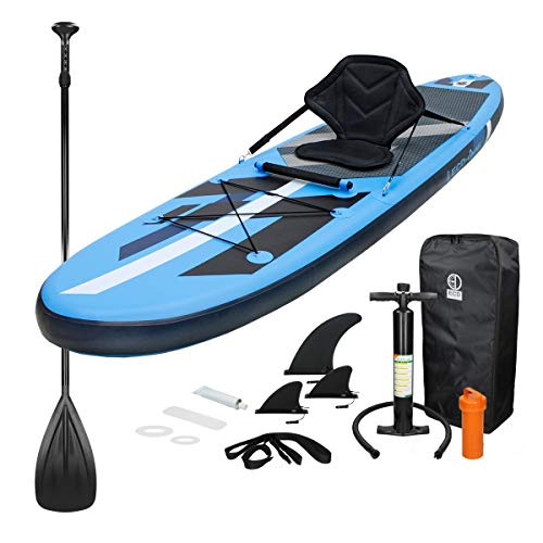 ECD Germany Tabla Hinchable Paddle Surf con Asiento Kayak Sup 305 x 78 x 15 cm Azul Stand up Paddle Board PVC/EVA 120kg 3 Antideslizantes Diferentes Modelos Incluye Paleta Aluminio Bomba y Accesorios