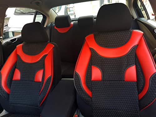 Fundas de asiento K de Maniac | universal Negro de color rojo | Fundas para asientos de coche kit completo para | Auto accesorios Interior | no1729618 | coche Tuning | Asiento | de asiento