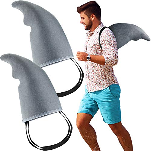 Gejoy 2 Piezas Accesorios de Aleta de Tiburón Disfraz de Aleta de Tiburón Accesorios de Disfraz de Juego de Tiburón de Fácil-de-vestirse para Adultos y Niños