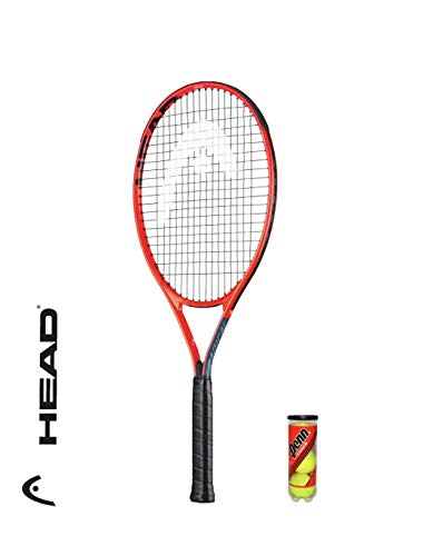 HEAD Radical Junior - Raqueta de tenis + 3 pelotas de tenis (varias opciones) (53,3 cm x 1 raqueta)