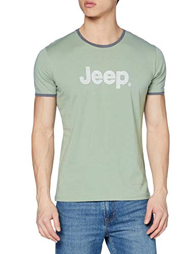 Jeep - Camiseta para Hombre con Estrella Acolchada, Hombre, Camiseta, O100795-E069-XXL, Verde Claro, XX-Large