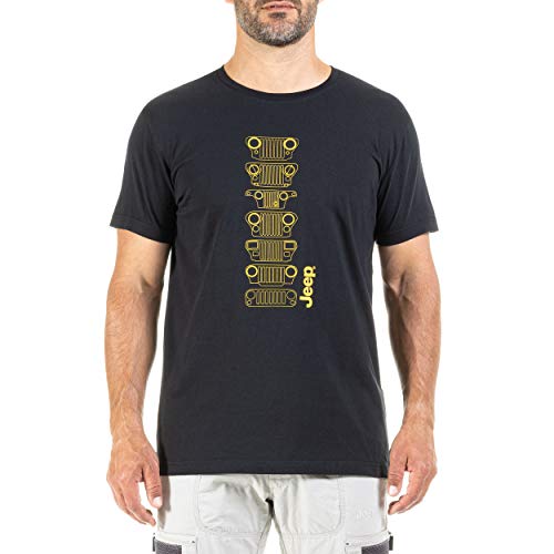 Jeep T-Shirt Camiseta, Negro/Curry, XL Hombre