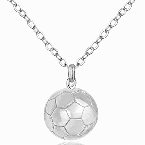 Jerrial - Collar de fútbol con colgante de cadera de acero inoxidable, collar deportivo para jugador de fútbol, entrenador y equipo