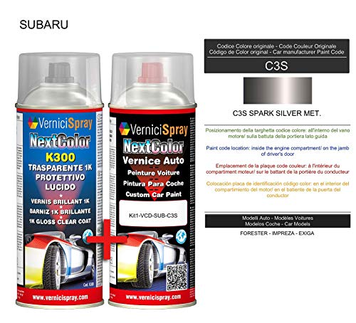 Kit Spray Pintura Coche Aerosol C3S SPARK SILVER MET. - Kit de retoque de pintura carrocería en spray 400 ml producido por VerniciSpray