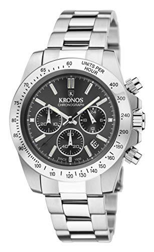 KRONOS - Sport Q Chronograph Grey 969.8.105 - Reloj de Caballero de Cuarzo, Brazalete de Acero, Color Esfera: Gris