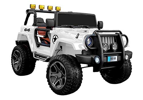 Lean Toys Coche eléctrico infantil Jeep todoterreno 4 motores, color blanco