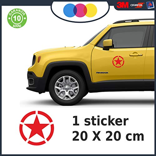 mural stickers Pegatina de estrella militar US Army Jeep Renegade Suzuki todoterreno 4 x 4 diámetro 20 cm rojo