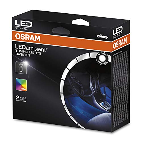 OSRAM LEDambient Tuning Lights, kit básico, iluminación interior del vehículo, luz ambiental, LEDINT201, 16 colores, 5 modos, control remoto, 12 V, estuche, 1 unidad