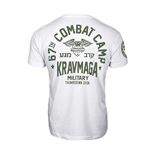 Pulgares Down Krav Maga Camiseta 67th Combat Campamento. MMA. Gimnasio Entrenamiento. Marcial Artes Informal - Blanco, X-Large