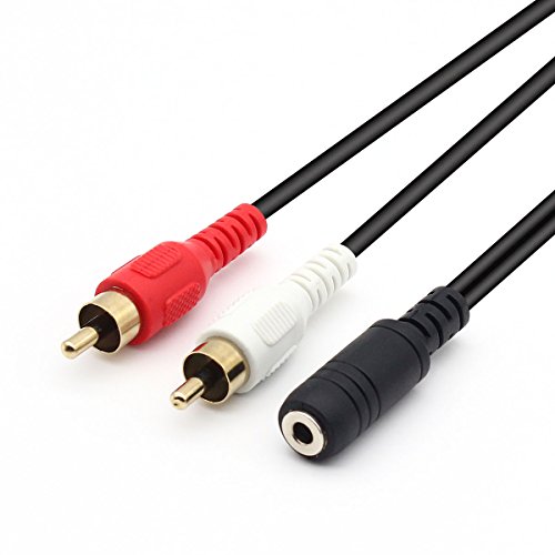 QiCheng&LYS Cable de Vídeo AV DE 3,5 mm a RCA, 3,5 mm Hembra a 2 RCA Macho Plug Estéreo Audio Video AUX Cable para MP3/PC (3.5 Females 2RCA 30cm)