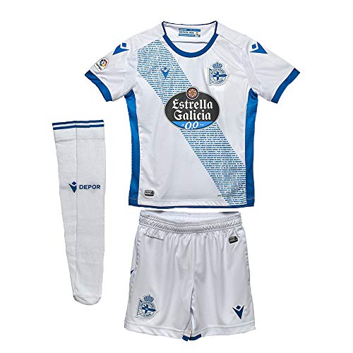 RC Deportivo Kit Infantil 3ª Equipación 2019/20 Camiseta, Niños, Blanco, JXS (5-6 años)