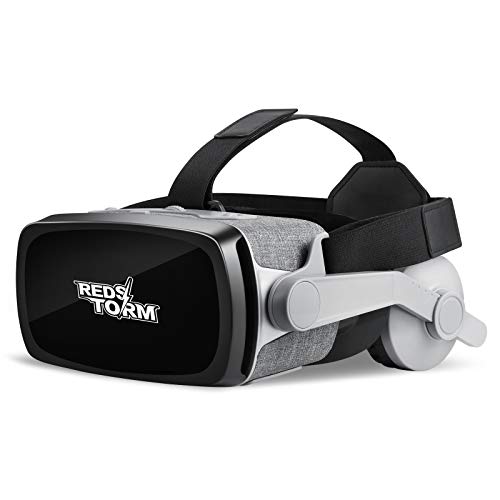 REDSTORM Gafas de Realidad Virtual, Gafas 3D VR, para Juegos Inmersivos en Películas 3D con Visión Panorámica de 360 Grados, para Teléfonos Móviles de 4 a 6 Pulgadas,con Auriculares