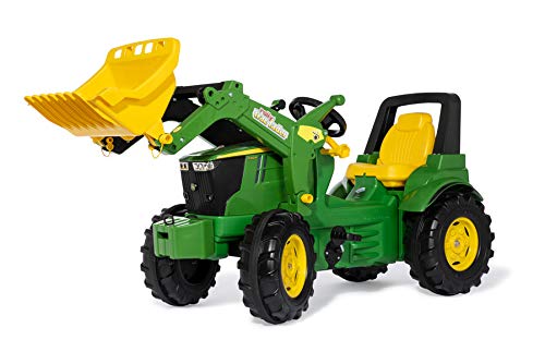 Rolly Toys Tractor a Pedales rollyFarmtrac Premium John Deere 7R con Carga Frontal rollyTrac Lader (camión para niños a Partir de 3 años, con neumáticos silenciosos) 710300, Verde/Amarillo