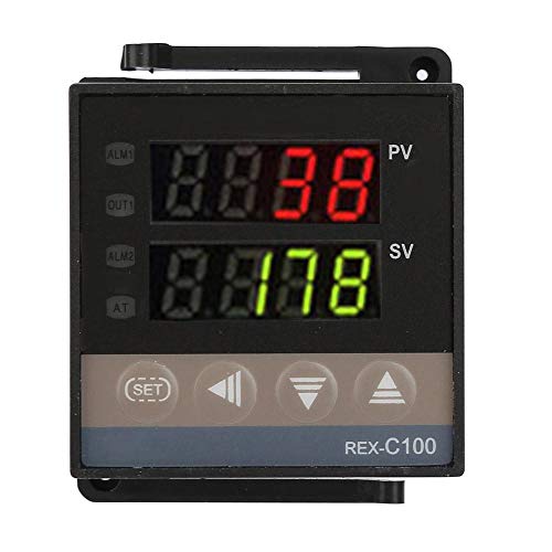 【?????? ?????】 Controlador de temperatura, 0 ℃ ~ 1300 ℃ Kits de termostato de alarma con PID LED digital (AC110V-240V, REX-C100)