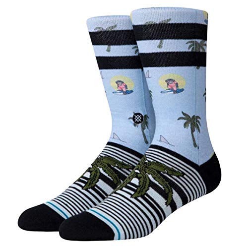Stance Crew Sock Aloha Monkey ST Calcetines, azul claro, M para Hombre