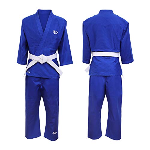 Starpro Kimono Judo de algódon Premium SIN cinturón - Judogi Profesional para Entrenamiento y competición- Hombres Mujeres Niños- 110-190 cm - Blanco y Azul