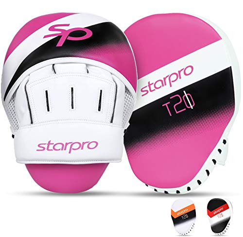 Starpro T20 Manoplas Boxeo curvadas de Cuero sintético - Almohadillas para Entrenamiento de Boxeo MMA Kickboxing Artes Marciales Muay Thai y Entrenamiento - Multiples Colores