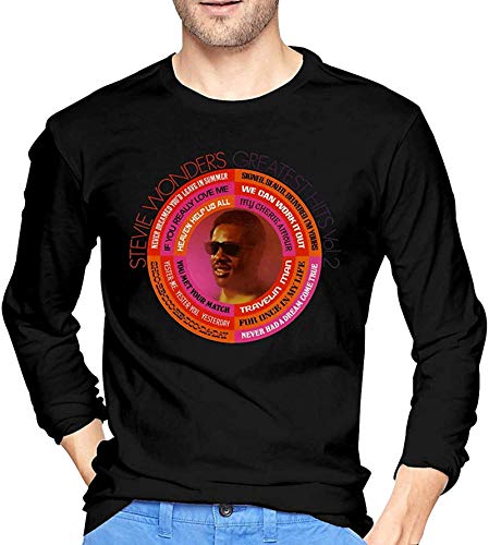Stevie Wonder - Camiseta de manga larga para hombre con cuello redondo