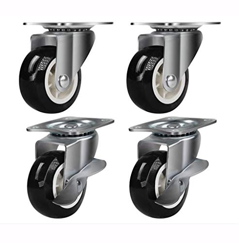 Svnaokr 4 ruedas para muebles + tornillos, 1 pulgada/25 mm juego de ruedas de transporte (negro, 2 ruedas giratorias + 2 ruedas giratorias con freno)