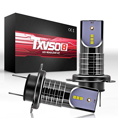 TXVSO 110W H7 LED Kit de reemplazo de faro 12000LM para lámparas halógenas de xenón, 6000K blanco, apto para todos los automóviles H7, 55W/bombilla, 2 piezas/juego