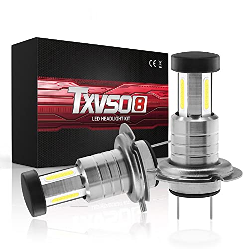 TXVSO 18000LM H7 Kit de faro LED para automóvil 3 lados 6000K Lámparas blancas, 55W / Bombilla, 2pcs / Set, Reemplazo para luces halógenas y de xenón o luces bajas