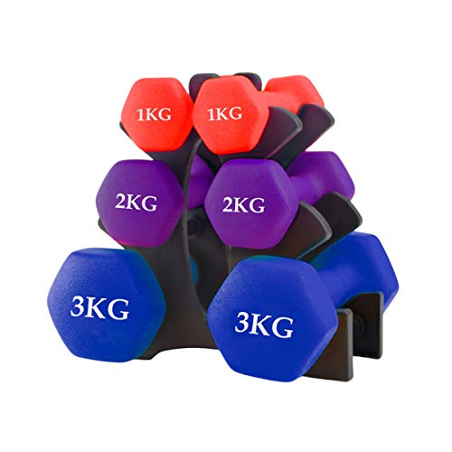 unycos - Set de 2 Mancuernas - Ejercicio Fitness - Entrenamiento en Casa - Gimnasio (Kit 1 kg + 2 kg + 3 kg)