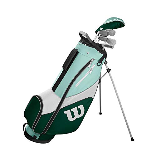 Wilson Golf Medio Set Pro Staff SGI, Juego de Palos de Golf para Mujer, Mano Dominante Derecha, Nivel Principiante y Avanzado, Grafito, Celeste/Verde, WGG150003