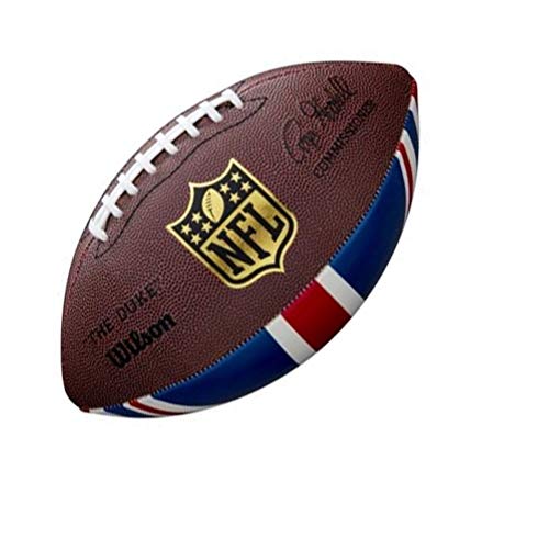 Wilson WTF1748XBLGUJ Pelota de fútbol Americano NFL Union Jack para coleccionistas, Unisex-Adult, Marrón/Azul/Blanco/Rojo, Tamaño Oficial