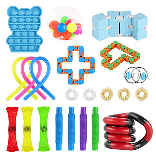 Xpassion Fidget Toy Packs Kit De Juguetes Sensoriales Juguete Antiestres Fidget Sensory Toys para Autismo Necesidades Especiales para Aliviar El Estrés Paquete DE 22 EN Color Aleatorio