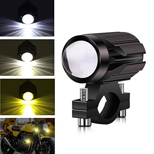 YnGia Luces LED de conducción antiniebla para motocicleta, luces de punto de doble color, luces auxiliares, 1 pieza, ámbar blanco, haz alto/bajo, DRL para motocicleta, coche, camión, SUV, ATV, Jeep