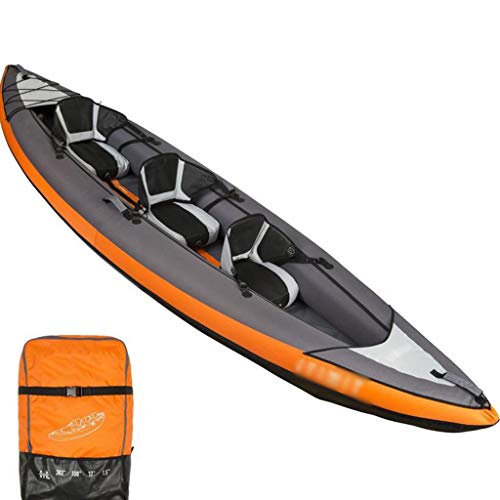 YUESFZ Kayaks y piraguas de mar Kayak Hinchable Alta Presion Bote Inflable De Ocio Al Aire Libre Tabla De Surf Resistente Al Desgaste Engrosada Canoa De Aventura Marina (Color : Orange-3 People)